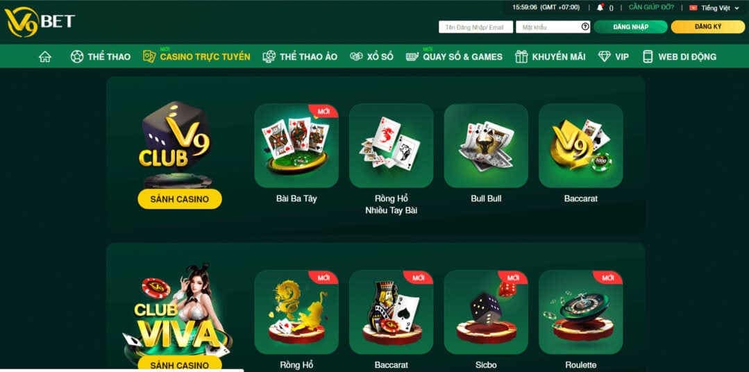 Các trò chơi hấp dẫn trong Casino trực tuyến V9bet